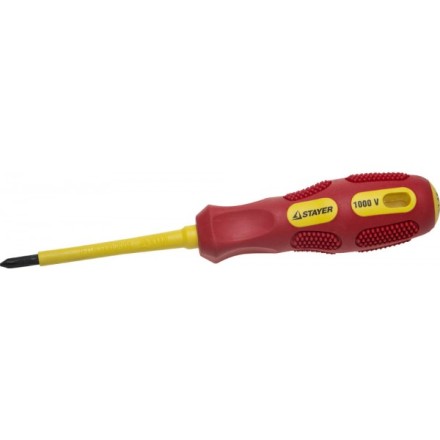 Отвертка STAYER &quot;PROFESSIONAL&quot; &quot;MAX-GRIP&quot; диэлектрическая, двухкомпонентная рукоятка, Cr-V, PH №1x80мм 25828-1-080 G купить в Когалыме