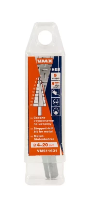 Сверло для металла ступенчатое 4-20 мм 9 ступ шаг 2 ход 5 VMX 511631 купить в Когалыме