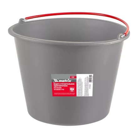 Ведро строительное пластмассовое Matrix 12 л, ударопрочное, обрезиненная ручка, 81462 купить в Когалыме
