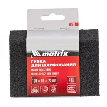 Губка для шлифования 120 х 90 х 25 мм трапеция мягкая P40 MATRIX 75727 купить в Когалыме