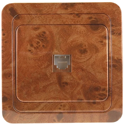 Розетка СВЕТОЗАР "ГАММА" телефонная, одинарная, цвет орех SV-54117-N купить в Когалыме