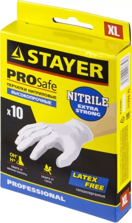 Перчатки STAYER &quot;PROFI&quot; нитриловые экстратонкие, XL, 10шт 11204-XL купить в Когалыме