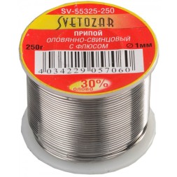 Припой СВЕТОЗАР оловянно-свинцовый, 30% Sn / 70% Pb, 250гр SV-55325-250