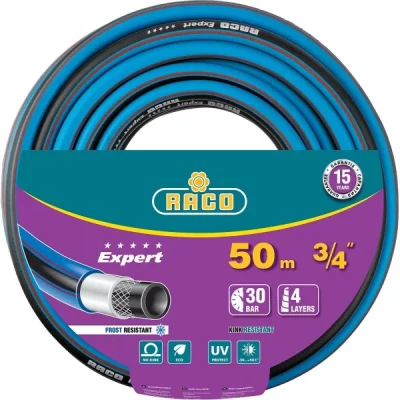 Шланг RACO "EXPERT" поливочный, 30атм., армированный, 3-х слойный, 3/4"x50м 40302-3/4-50