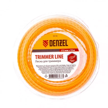 Леска для триммера овальная витая 2,0 мм х 15 м блистер Россия Denzel 96136 купить в Когалыме