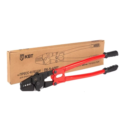 Пресс-клещи КВТ ПК-5-600Т с матрицей для опрессовки стальных тросов овальными алюминиевыми и медными втулками (91984) купить в Когалыме