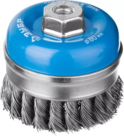 ЗУБР &quot;ПРОФЕССИОНАЛ&quot;. Щетка чашечная усиленная для УШМ, плетеные пучки стальной проволоки 0,5мм, 80ммхМ14 3527-080_z02 купить в Когалыме
