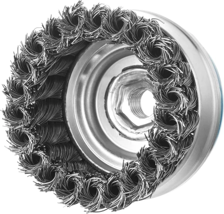 ЗУБР &quot;ПРОФЕССИОНАЛ&quot;. Щетка чашечная усиленная для УШМ, плетеные пучки стальной проволоки 0,5мм, 80ммхМ14 3527-080_z02 купить в Когалыме