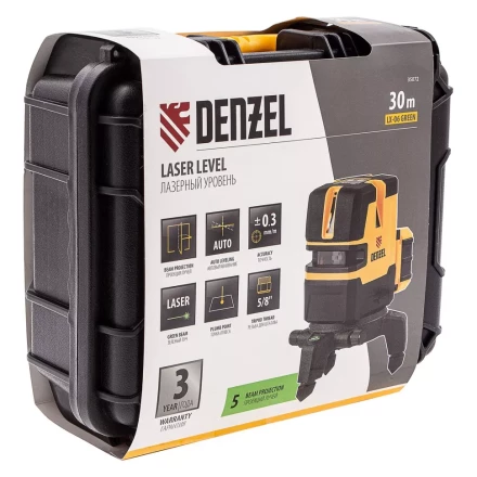 Лазерный уровень LX 06 Green, 30 м, 520 нм, аккумулятор Li 5200 mAh, резьба 5/8" Denzel 35072 купить в Когалыме