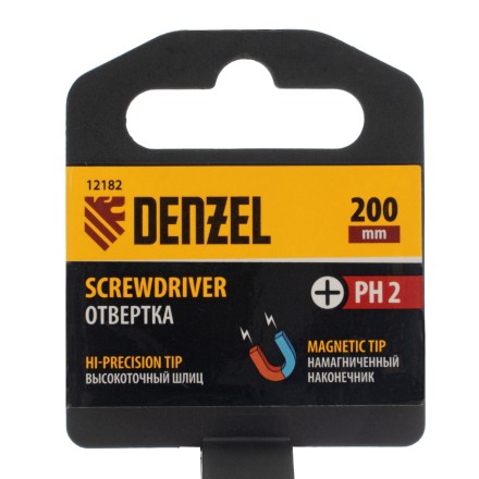 Отвертка PH2х200 мм, CrV, трехкомпонентная рукоятка Denzel 12182 купить в Когалыме