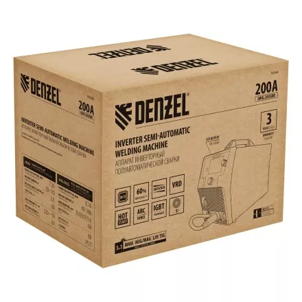 Аппарат инвертор. полуавтомат. cварки Denzel IMIG-205SDR, 200 А, ПВ 60%, катушка 5 кг купить в Когалыме