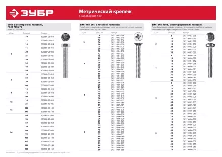 Винт ЗУБР &quot;МАСТЕР&quot; DIN 965, класс прочности 4.8, оцинкованный, M4x35мм, 5кг 303110-04-035 купить в Когалыме