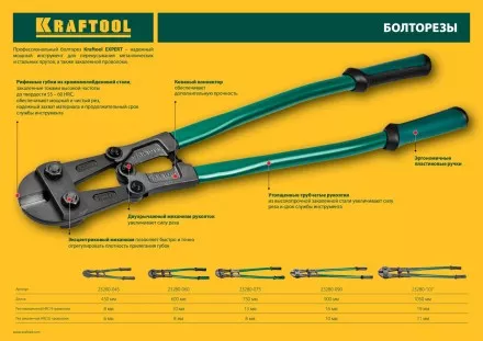Болторез &quot;Kayman&quot;, губки - хромомолибденовая сталь, 450 мм, KRAFTOOL 23280-045 купить в Когалыме