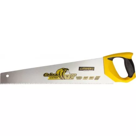 Ножовка STAYER &quot;PROFI&quot; &quot;COBRA&quot; GX700, трехгранный японский зуб, импульсная закалка, 2-х комп ручка, 7 TPI, 500мм 1513-50_z02 купить в Когалыме
