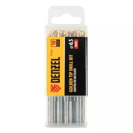 Сверло по металлу, 6,5 мм, HSS-Tin, Golden Tip, 10 шт. Denzel 717216 купить в Когалыме