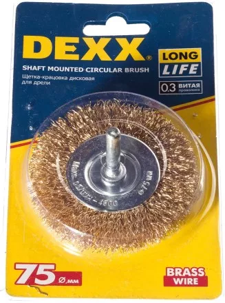 DEXX. Щетка дисковая для дрели, витая стальная латунированная проволока 0,3мм, 75мм 35110-075 купить в Когалыме