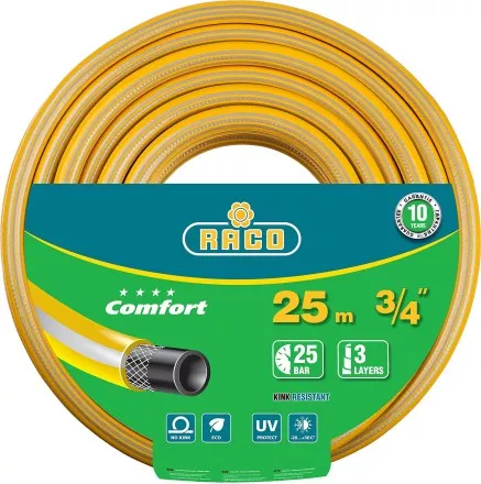 Шланг RACO &quot;COMFORT&quot; поливочный, 30атм., армированный, 3-х слойный, 3/4&quot;х25м 40303-3/4-25 купить в Когалыме