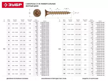 Шурупы ЗУБР &quot;МАСТЕР&quot; по дереву желтопассивированные, 3.5x25мм, 700шт 4-300391-35-025 купить в Когалыме