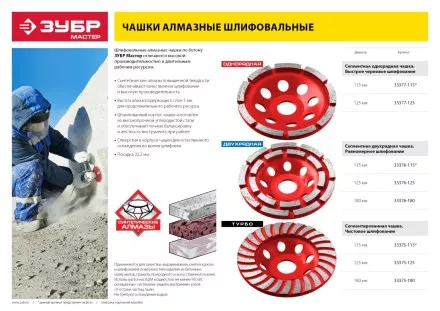 Чашки алмазные шлифовальные Однорядные серия МАСТЕР купить в Когалыме
