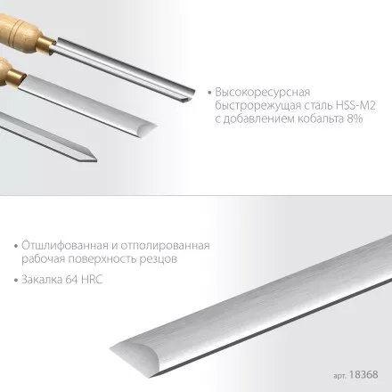 Набор профессиональных токарных резцов по дереву KRAFTOOL 18368 купить в Когалыме