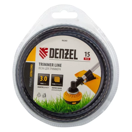 Леска для триммера двухкомпонентная зубчатый квадрат Denzel, 3,0мм х 15м, блистер EXTRA CORD 96260 купить в Когалыме