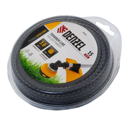 Леска для триммера двухкомпонентная зубчатый квадрат Denzel, 3,0мм х 15м, блистер EXTRA CORD 96260 купить в Когалыме