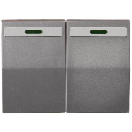 Выключатель СВЕТОЗАР "ЭФФЕКТ" двухклавишный, с эффектом свечения, без вставки и рамки, светло-серый металлик, 10A/~250B SV-54435-SM купить в Когалыме