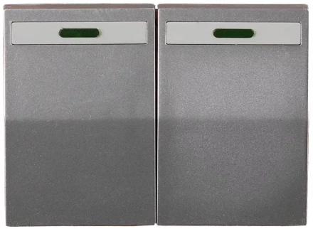 Выключатель СВЕТОЗАР "ЭФФЕКТ" двухклавишный, с эффектом свечения, без вставки и рамки, светло-серый металлик, 10A/~250B SV-54435-SM купить в Когалыме