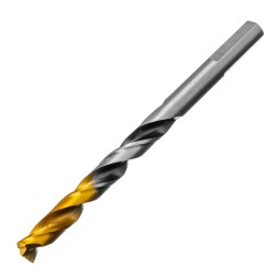 Сверло спиральное по металлу Denzel 7,5 x 109мм, Р6М5, Golden Tip, многогранная заточка, 718281