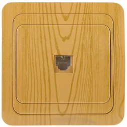 Розетка СВЕТОЗАР "ГАММА" телефонная, одинарная, цвет ольха SV-54117-A