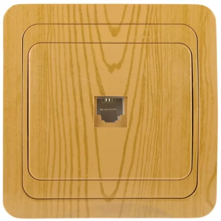 Розетка СВЕТОЗАР &quot;ГАММА&quot; телефонная, одинарная, цвет ольха SV-54117-A купить в Когалыме