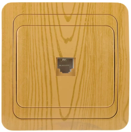 Розетка СВЕТОЗАР &quot;ГАММА&quot; телефонная, одинарная, цвет ольха SV-54117-A купить в Когалыме