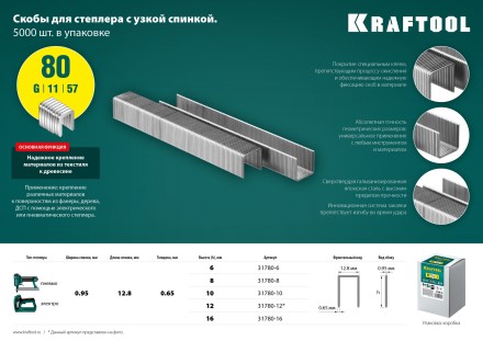 Скобы тип 21GA (80 / Pr A / Senco AT) 5000 шт 31780-8 купить в Когалыме
