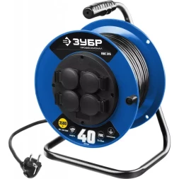 Удлинитель на катушке "ПВС 315", 40 м, 3500 Вт, 4 гнезда, IP44, ПВС 3х1,5 кв мм, ЗУБР 55081-40