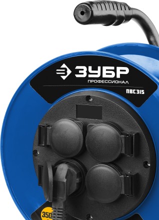 Удлинитель на катушке &quot;ПВС 315&quot;, 40 м, 3500 Вт, 4 гнезда, IP44, ПВС 3х1,5 кв мм, ЗУБР 55081-40 купить в Когалыме