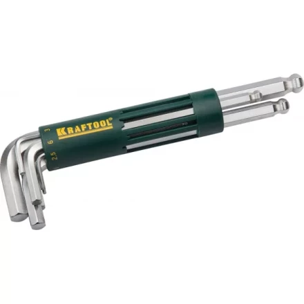 Набор KRAFTOOL: Ключи имбусовые длинные с шариком, Cr-Mo сталь, держатель-рукоятка, HEX 2-10мм, 8 пред 27431-2_z01 купить в Когалыме