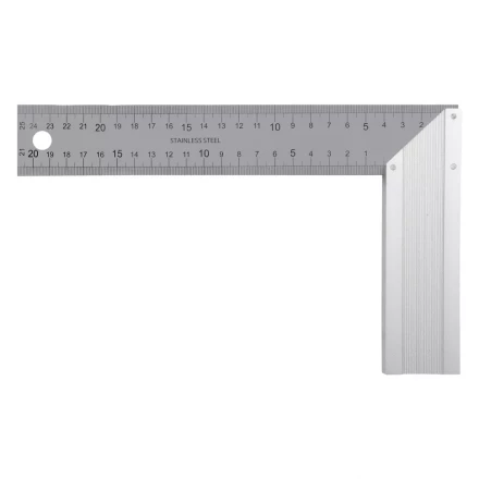 Угольник стальной 250 мм, нержавеющая сталь, градуировка, алюминиевое основание Denzel 32396 купить в Когалыме