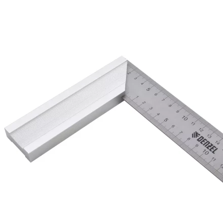 Угольник стальной 250 мм, нержавеющая сталь, градуировка, алюминиевое основание Denzel 32396 купить в Когалыме