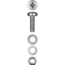 Винт (DIN7985) в комплекте с гайкой (DIN934), шайбой (DIN125), шайбой пруж. (DIN127), M4 x 16 мм, 25 шт, ЗУБР 303476-04-016