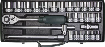 Набор торцовых головок KRAFTOOL &quot;INDUSTRIE QUALITAT&quot; (1/2&quot;) универсальный, Cr-V, металлический кейс, 28 предметов 27892-H28_z01 купить в Когалыме