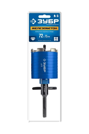 ЗУБР АСК d 72 мм (М16, рабочая глубина 75 мм, лазерная сварка), алмазная сегментная коронка для подрозетников, Профессионал (29875-72) купить в Когалыме