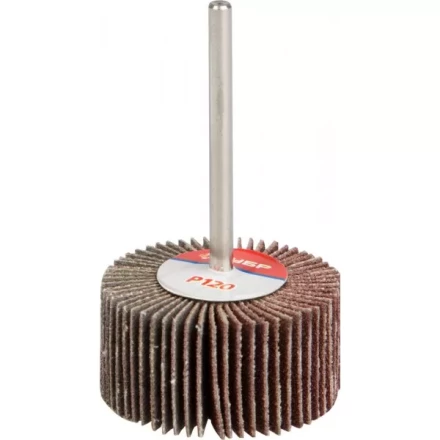 Круг шлифовальный ЗУБР "МАСТЕР" веерный лепестковый, на шпильке, тип КЛО, зерно-электрокорунд нормальный, P120, 15х30мм 36600-120 купить в Когалыме