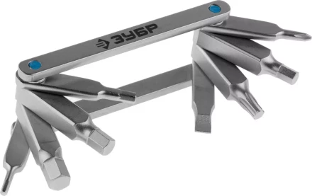 Набор ЗУБР "ЭКСПЕРТ": Ключи имбус,универс,складные,Cr-V,сатинир покрытие,суперкомпактный,HEX,TORX,PH №1,SL 5мм,8-в-1 27423-H8 купить в Когалыме