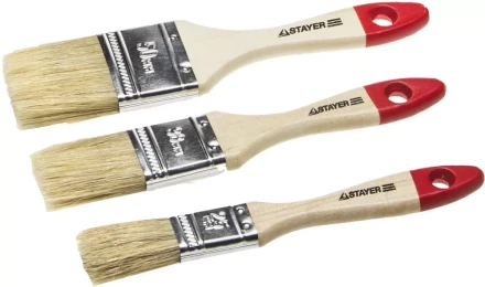 Набор STAYER &quot;STANDARD&quot; &quot;UNIVERSAL&quot;: Кисти, светлая натуральная щетина, деревянная ручка, 3шт: 25, 38, 50мм 0161-H3_z01 купить в Когалыме