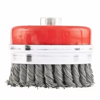 Щетка для УШМ Heavy Duty, 100 мм, М14, &quot;чашка&quot;, крученая металлическая проволока  MATRIX 74672 купить в Когалыме