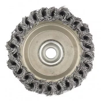Щетка для УШМ Heavy Duty, 100 мм, М14, &quot;чашка&quot;, крученая металлическая проволока  MATRIX 74672 купить в Когалыме