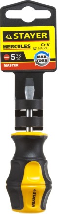Отвертка STAYER &quot;MASTER&quot; &quot;HERCULES&quot;, Сr-V, противоскользящая рукоятка, SL5,0x38мм 25051-38-5.0_z01 купить в Когалыме