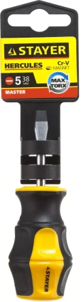 Отвертка STAYER &quot;MASTER&quot; &quot;HERCULES&quot;, Сr-V, противоскользящая рукоятка, SL5,0x38мм 25051-38-5.0_z01 купить в Когалыме