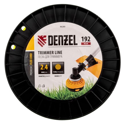 Леска для триммера круглая Denzel, 2,4мм х 192м, на DIN катушке FLEX CORD, 96280 купить в Когалыме