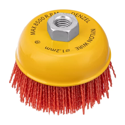 Щетка для УШМ Denzel, 100 мм, Чашка, нейлоновая щетина, М14, 74469 купить в Когалыме